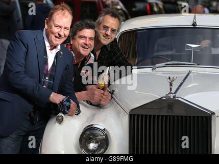 Bay City Rollers (left to right) Alan Longmuir, Les McKeown and Stuart Wood as they make the announcement of their reunion at Central Hotel in Glasgow. Stock Photo