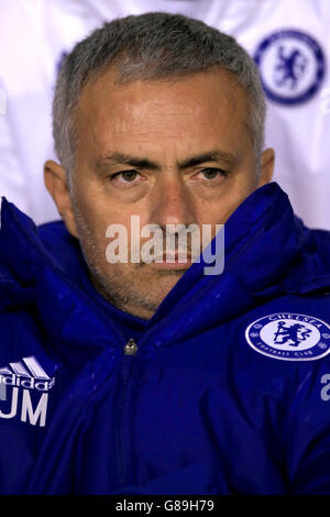 Soccer - Capital One Cup - Third Round - Walsall v Chelsea - Banks' Stadium. Chelsea manager Jose Mourinho before the Capital One Cup, third round match at Banks' Stadium, Walsall. Stock Photo