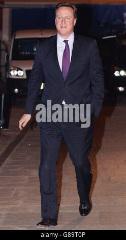 Prime Minister David Cameron arriving at the Midland hotel in Manchester ahead of the Conservative Party annual conference. Stock Photo