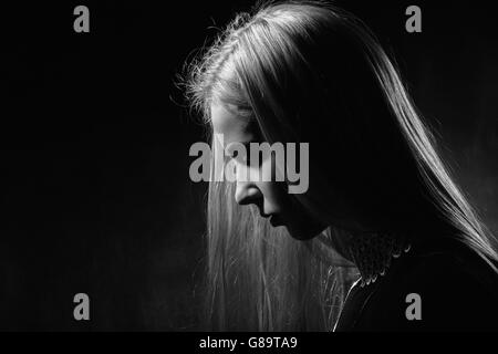 Silhouette Profile Of Pensive And Opposite Silhouette Profile Of Pensive And Opposite