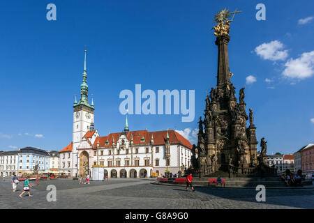 Main Square Holy Trinity Column Olomouc, Moravia, Czech Republic, Europe Stock Photo