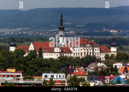 Whole view from southwest to Hradisko Monastery, Olomouc Region Hana, South Moravia, Czech Republic, Europe Stock Photo