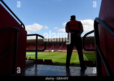 Soccer - Barclays Premier League - Southampton v Swansea City - St Mary's. A match day steward prior to the Barclays Premier League match at St Mary's, Southampton. Stock Photo