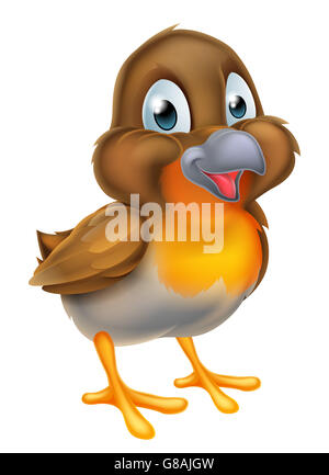 A cartoon cute robin bird character Stock Photo