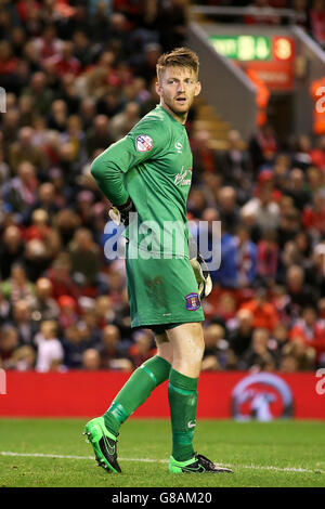 Soccer - Capital One Cup - Third Round - Liverpool v Carlisle United - Anfield. Mark Gillespie, Carlisle United goalkeeper Stock Photo