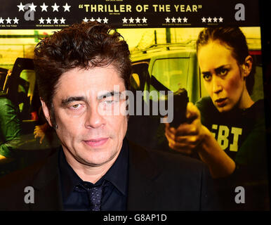 Benicio Del Toro attending the Sicario Premiere at the Empire Leicester Square, London. PRESS ASSOCIATION Photo. Picture date: Monday September 21, 2015. Photo credit should read: Ian West/PA Wire Stock Photo
