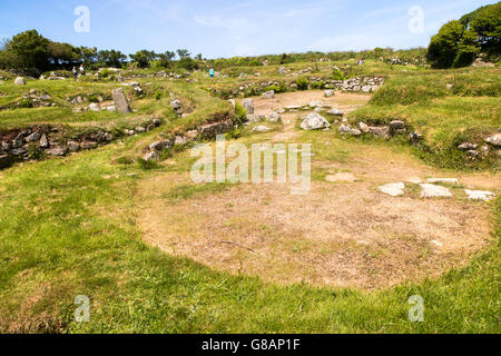 Carn Euny prehistoric village, Cornwall, England, UK Stock Photo