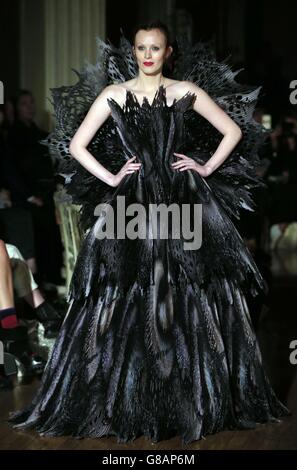 A model on the catwalk during the Giles Spring/Summer2016 London Fashion Week show at Banqueting House, London. Stock Photo