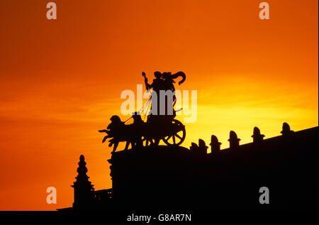 Statues on top of Semperoper, Dresden, Germany Stock Photo