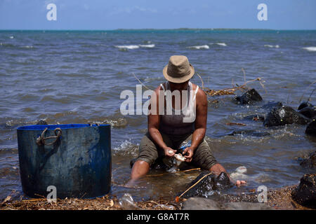 octopus fisherwoman, Anse Baleine, Rodrigues Stock Photo