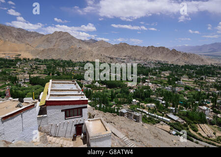At Shanti Stupa, Leh, Ladakh, Jammu and Kaschmir, India Stock Photo