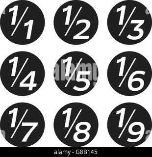 Vector Math Fractions Icons on White Background Stock Vector