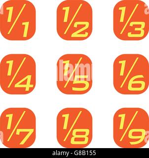 Vector Math Fractions Icons on White Background Stock Vector
