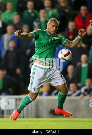 Soccer - UEFA European Championship Qualifying - Group F - Northern Ireland v Greece - Windsor Park. Northern Ireland's Josh Magennis in action during the UEFA European Championship Qualifying match at Windsor Park, Belfast. Stock Photo