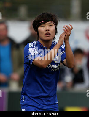 Soccer - Women's Super League - Chelsea Ladies v Sunderland Ladies - Wheatsheaf Park. Chelsea's Ji-So-Yun celebrates scoring her side's first goal of the game during the Women's Super League match at Wheatsheaf Park, Staines. Stock Photo