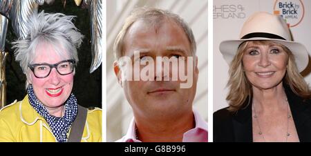 File photos of (from the left) Jenny Eclair, John Leslie and Lulu. Stock Photo