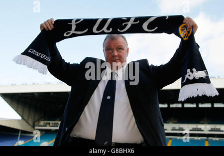 Leeds United manager Steve Evans during a press conference at Elland Road, Leeds. Stock Photo