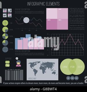 set of infographic elements isolated on white background. vector timeline, option graph, bar code symbol. pie chart info graphic Stock Vector