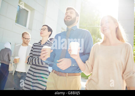 Having refreshment break on sunny day outdoors Stock Photo