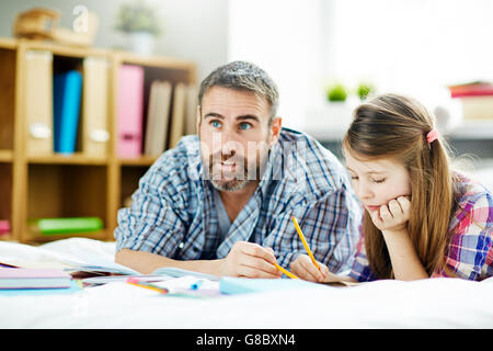 Drawing with daughter Stock Photo