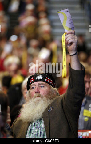 A conference delegate during the SNP National conference at Aberdeen Exhibition and Conference Centre in Scotland. Stock Photo