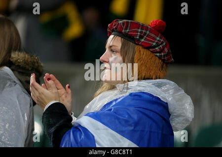 Rugby Union - Rugby World Cup 2015 - Quarter Final - Australia v Scotland - Twickenham Stadium. A Scotland fan after the Rugby World Cup match at Twickenham Stadium, London. Stock Photo