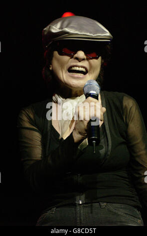 Yoko Ono, the wife of the late John Lennon, performs onstage. Stock Photo