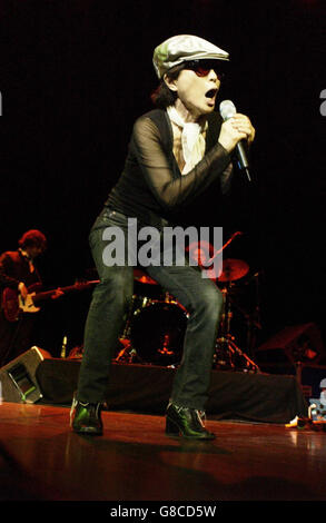 Yoko Ono, the wife of the late John Lennon, performs onstage. Stock Photo