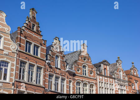 Historical facades at the old market square in Leuven, Belgium Stock Photo