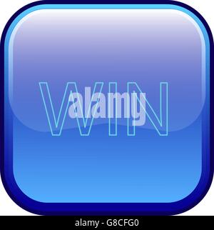 Big blue button labeled "win" Stock Vector