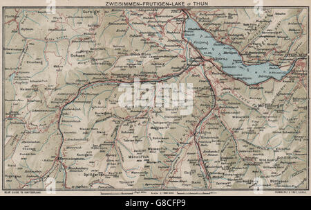 ZWEISIMMEN FRUTIGEN THUNERSEE. Interlaken Spiez Kienthal Aeschi, 1930 old map Stock Photo