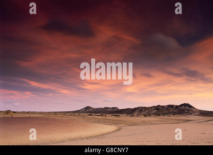 Sunset, Skeleton Coast, Namibia. Stock Photo
