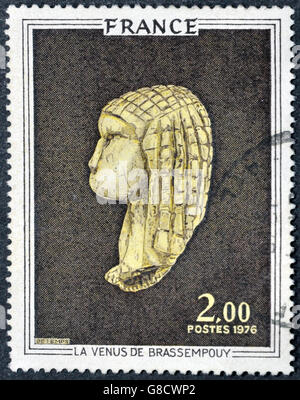 FRANCE - CIRCA 1976: stamp printed by France, shows Venus of Brassempouy, circa 1976 Stock Photo