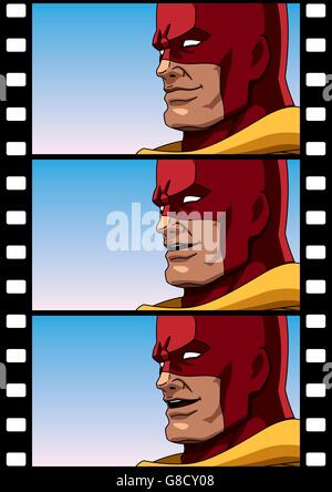 3 frames of superhero talking. You can use them to animate the hero, or use each frame as separate illustration. Stock Vector