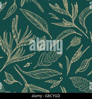 Vector Tropical Sketch Pattern Stock Vector