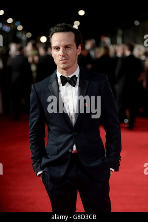 Andrew Scott attending the World Premiere of Spectre, held at the Royal Albert Hall in London. PRESS ASSOCIATION Photo. Picture date: Monday October 26, 2015. See PA Story: SHOWBIZ Bond. Photo credit should read: Anthony Devlin/PA Wire Stock Photo