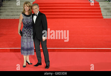 Christoph Waltz and wife Judith Holste attending the World Premiere of Spectre, held at the Royal Albert Hall in London. PRESS ASSOCIATION Photo. Picture date: Monday October 26, 2015. See PA Story: SHOWBIZ Bond. Photo credit should read: Matt Crossick/PA Wire Stock Photo