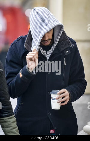 Donovan Demetrius arrives at Bristol Crown Court, Bristol, where he is accused of assisting an offender in the Becky Watts murder trial. Stock Photo