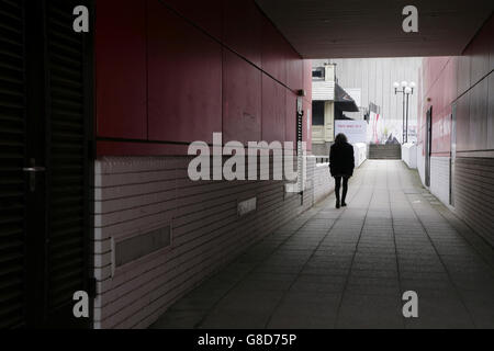 Man walking through subway in Birmaingham city centre, UK. Stock Photo