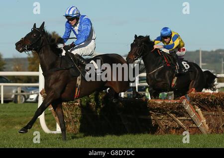 Fethard Player ridden by David Mullins (left) wins The Billecart-Salmon Handicap Hurdle during day two of the 2015 Northern Ireland Festival of Racing at Down Royal Racecourse, Lisburn, County Down. PRESS ASSOCIATION Photo. Picture date: Saturday October 31, 2015. See PA story RACING Down Royal. Photo credit should read: Niall Carson/PA Wire Stock Photo