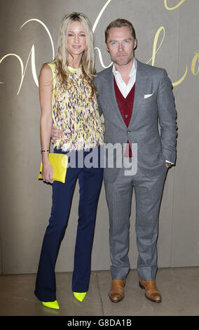 Storm Uechtritz and Ronan Keating arriving for the premiere of the Burberry festive film, hosted by chief creative and chief executive officer Christopher Bailey and Elton John at Burberry, Regent Street, London. Stock Photo