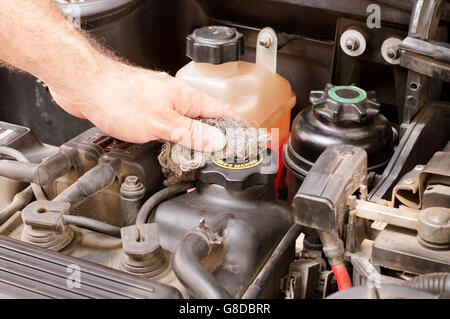 Cleaning the engine of a car Stock Photo