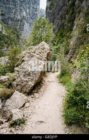 Beautiful Trail, Path, Way, Mountain Road In Verdon Gorge In France. Travel And Hiking Concept. Scenic View Stock Photo