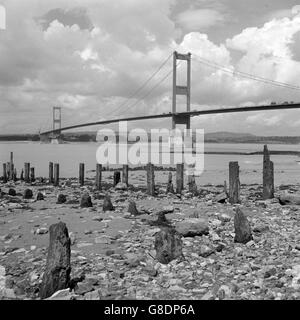 The new Severn Bridge is to be opened by Queen Elizabeth II on September 8th. Construction of the 5,240ft suspension bridge between Beachley and Aust, Gloucestershire, is ahead of schedule and the opening is taking place five months earlier than the original completion date. Stock Photo