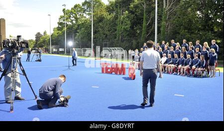 Bisham Abbey, Buckinghamshire, UK. 28th June, 2016. High media interest in the announcement. TeamGB announces the hockey team for the Rio2016 Olympics. National Hockey Centre. Bisham Abbey. Buckinghamshire. UK. 28/06/2016. Credit:  Sport In Pictures/Alamy Live News Stock Photo