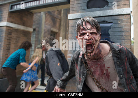 Los Angeles, USA. 28th June, 2016. Photo taken on June 28, 2016 shows a view of Opening of New Permanent Daytime Attraction 'The Walking Dead' in Universal City, California, the United States. © Yang Lei/Xinhua/Alamy Live News Stock Photo