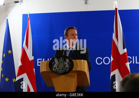 Brussels, Belgium. 28th June, 2016. British Prime Minister David Cameron holds a press conference in Brussels, Belgium, June 28, 2016. David Cameron said on Tuesday he would not trigger Britain's exit talks with the European Union (EU), leaving the tricky issue to his successor. © Gong Bing/Xinhua/Alamy Live News Stock Photo