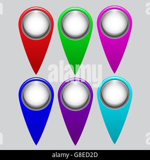 set of bright map pointers Stock Vector