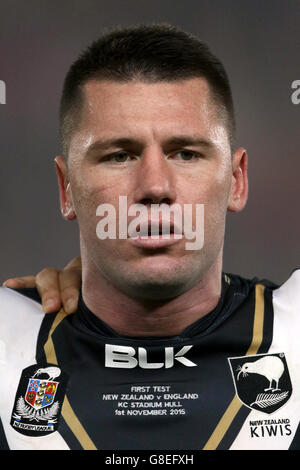 Rugby League - International Test Series - First Test - England v New Zealand - KC Stadium. Shaun Kenny-Dowall, New Zealand Stock Photo