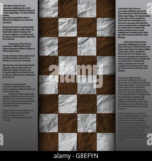 vintage crack paper scratched empty chess board. abstract grunge background. EPS10.Vector Stock Vector
